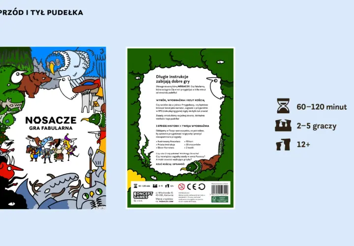 Gra fabularna NOSACZE dla 2-5 graczy. Wciągająca przygoda w magicznym świecie, gdzie wyobraźnia i rzut kością decydują o wszystkim.
