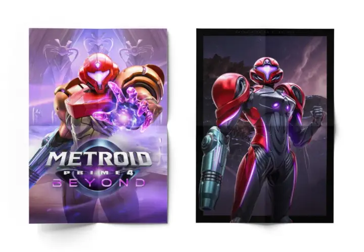 Samus Aran w zbroi w grze Metroid Prime 4: Beyond, gotowa do walki.
