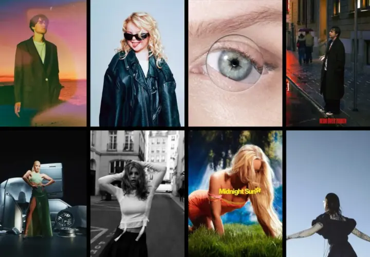 En collage med åtta bilder som visar olika svenska artister. En lista över svenska artister.