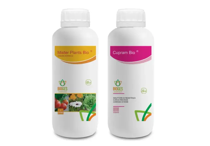 Due flaconi di concime per basilico e altre piante: Mister Plants Bio universale e Cupram Bio per carenze di rame.