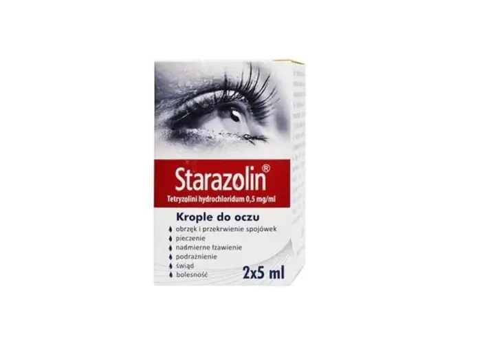 Krople do oczu Starazolin na objawy alergii: obrzęk, pieczenie, łzawienie, podrażnienie, świąd i bolesność.