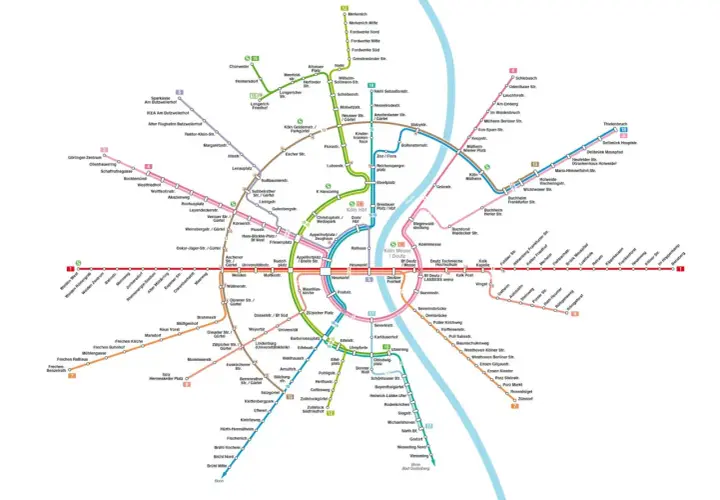 Übersichtliche eisenbahnkarte deutschland mit Linien und Haltestellen.
