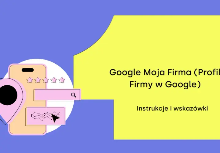 Ilustracja przedstawia elementy związane z pozycjonowaniem wizytówki Google Moja Firma: telefon, mapę, gwiazdki ocen i wykres.