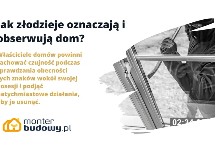 Złodziej w masce próbuje włamać się przez okno, trzymając łom.