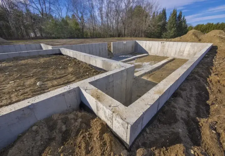 Betonowe fundamenty pod dom 100m2, gotowe do dalszych prac. Zastanawiasz się, ile kosztują fundamenty pod dom 100m2?