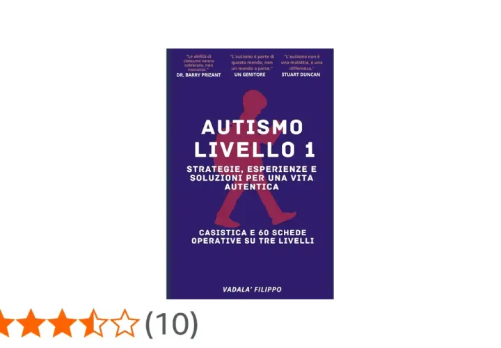 Copertina libro "Autismo livello 1" con citazioni e silhouette di una persona. Offre strategie per una vita autentica.