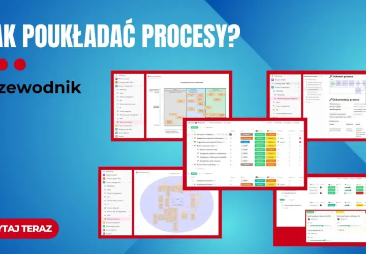 Jak długo trwa optymalizacja procesów? Na ekranie widzisz narzędzie do zarządzania procesami, diagramy i listy zadań.