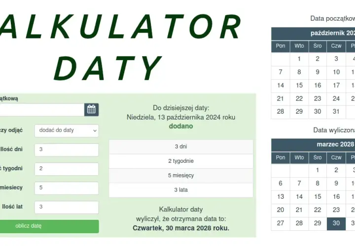 Ile to miesięcy między datami? Prosty kalkulator online bez rejestracji