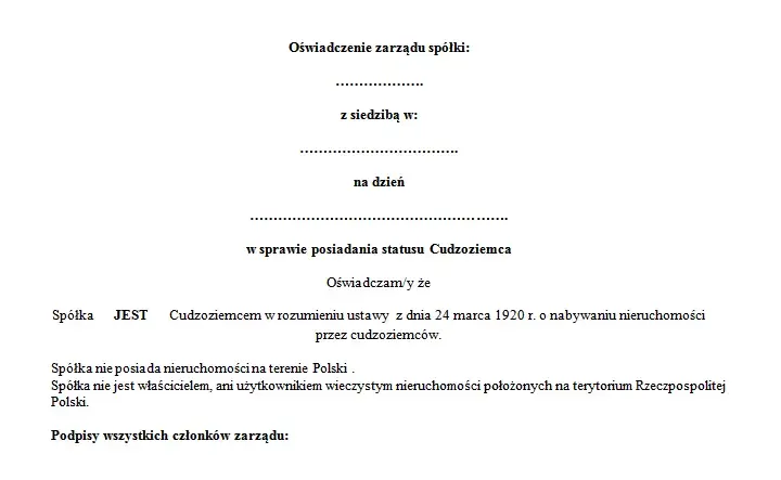 Oświadczenie czy spółka jest cudzoziemcem - uniknij problemów w KRS