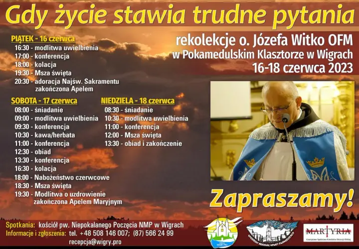 Rekolekcje ojca Witko: daty, tematy i miejsca, które musisz znać