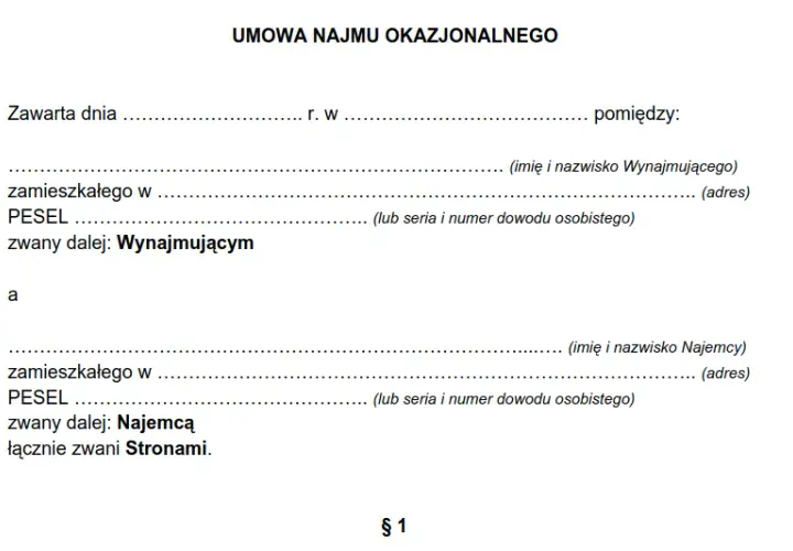 Kompletny wzór umowy najmu okazjonalnego: wszystko co musisz wiedzieć