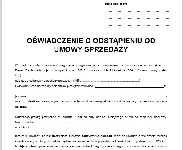 Czy można odstąpić od umowy kupna samochodu? Prawo, warunki i konsekwencje