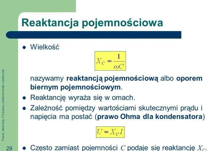 Reaktancja pojemnościowa kondensatora: kompletny wzór i obliczenia