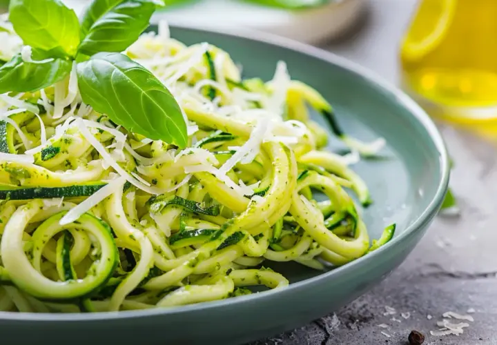 Makaron z cukinią i sosem pesto lub serowym - przepis