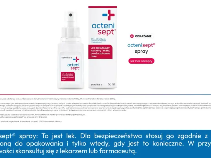 Octenisept spray do odkażania małych, powierzchownych ran. Domowe sposoby na przyspieszenie gojenia ran obejmują jego stosowanie.