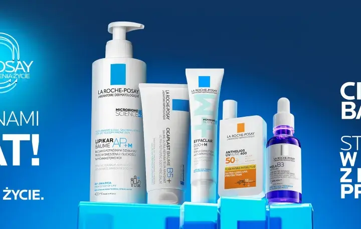 La Roche-Posay Cicaplast Baume B5+ i inne produkty w promocji 50 lat pielęgnacji.