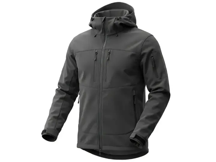 Szara kurtka softshell co to? Wygodna, z kapturem i wieloma kieszeniami, idealna na zmienną pogodę.