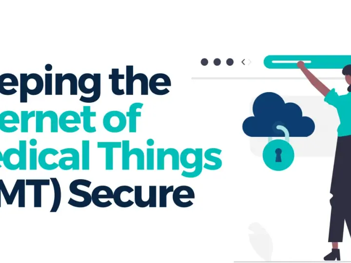 Illustration of a person interacting with a digital interface, emphasizing the importance of iomt security for connected medical devices.