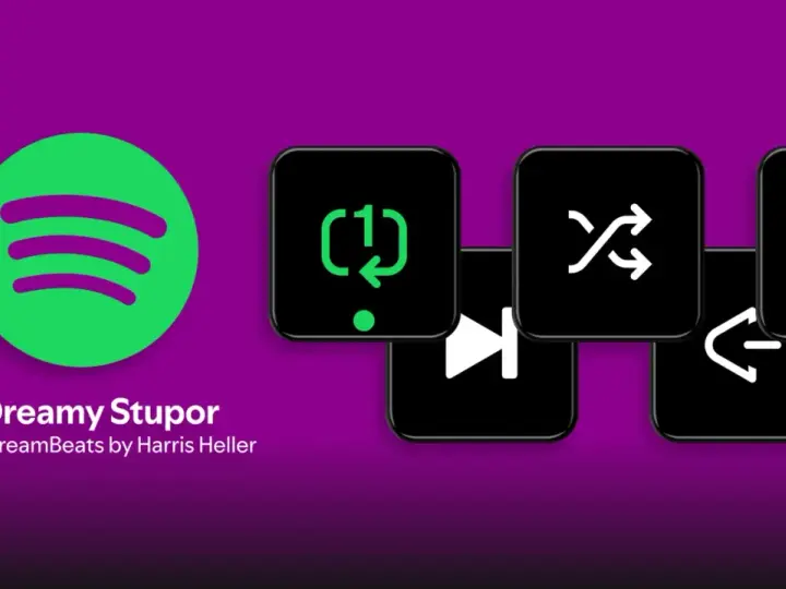 Stream Deck mit Spotify-Symbolen und Wiedergabesteuerung. Perfekt für Musik-Streamer.