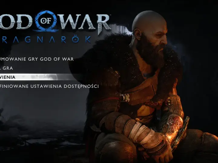 Kratos w menu gry God of War Ragnarök. Ten poradnik pomoże Ci przejść grę.