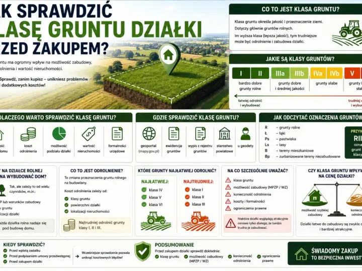 Podział działki rolnej na budowlaną wymaga sprawdzenia klasy gruntu. Informacje o klasach gruntów i ich znaczeniu dla zabudowy.