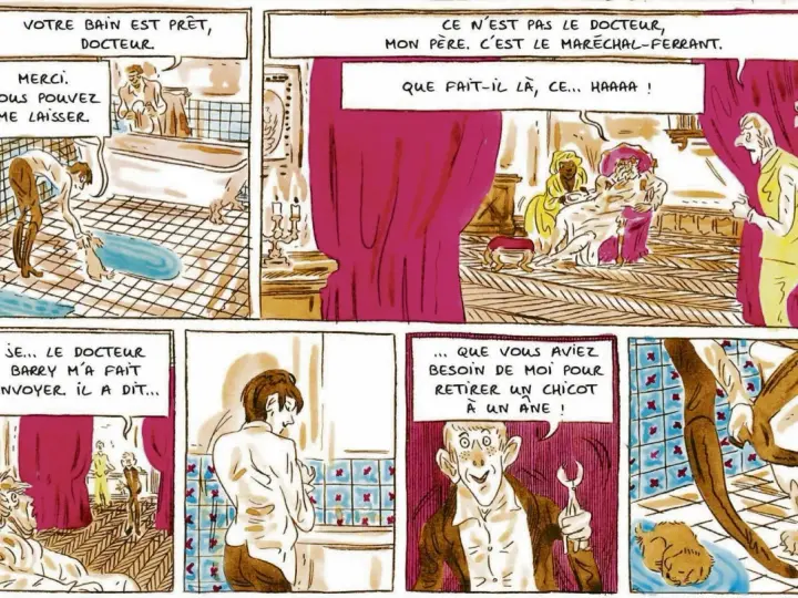 Le docteur James Barry, médecin, est représenté dans plusieurs scènes, dont une où il prépare un bain.