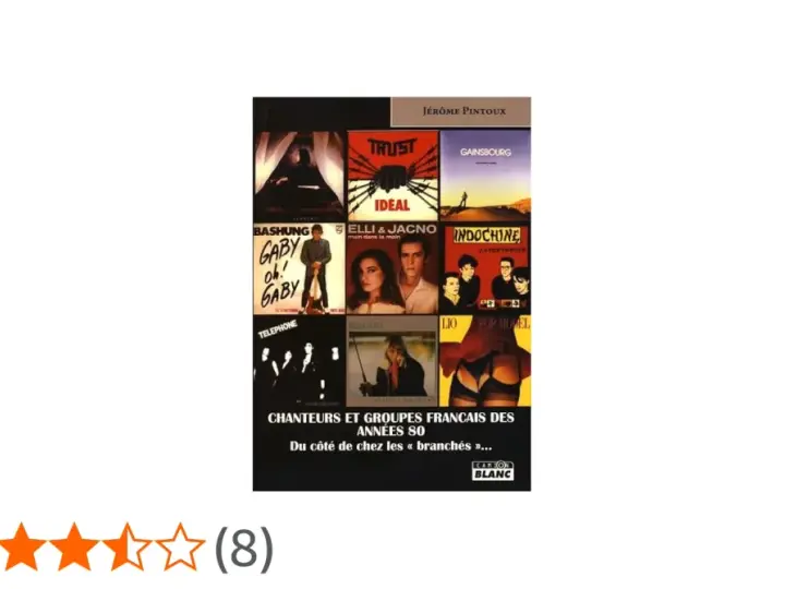 Couverture d'un livre sur les chanteurs et groupes français des années 70 et 80, avec des visuels d'artistes comme Indochine, Gainsbourg, et Renaud.