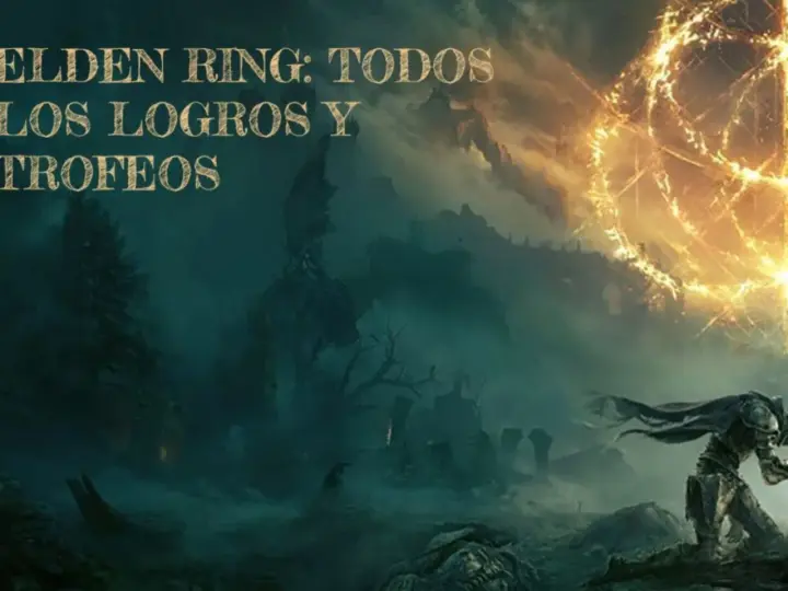 Elden Ring: todos los logros y trofeos. Un guerrero solitario se enfrenta a un mundo sombrío bajo un gran anillo dorado.
