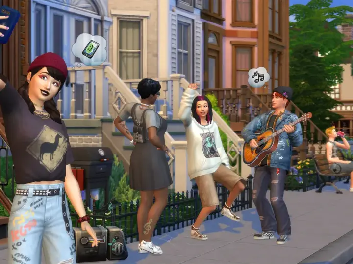 Sims 4: trucos para subir habilidades de música y fotografía mientras disfrutan de un día soleado en la calle.