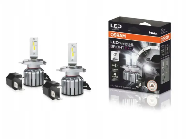 Zestaw dwóch żarówek LEDriving HL BRIGHT OSRAM H4/H19 do świateł drogowych i mijania.
