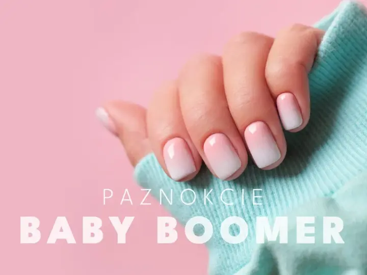 Dłoń z idealnym manicure baby boomer. Delikatne przejście od różu do bieli na paznokciach.