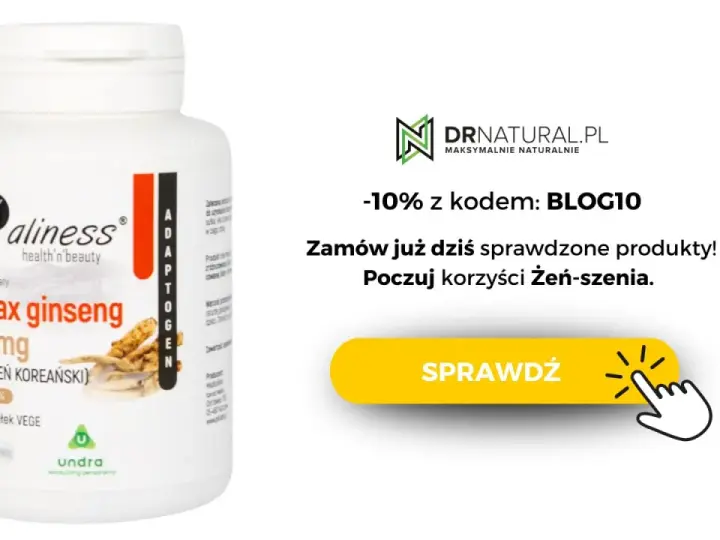 Suplement diety Aliness Panax Ginseng 400mg. Odkryj korzyści żeń-szenia dla Twojego organizmu. Zamów z kodem BLOG10!