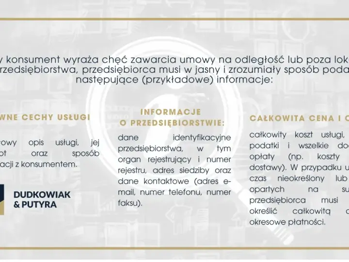 Kiedy konsument chce zawrzeć umowę, przedsiębiorca musi podać informacje o sobie, usługach i cenach. To kluczowe, gdy sprzedawca może odstąpić od umowy.