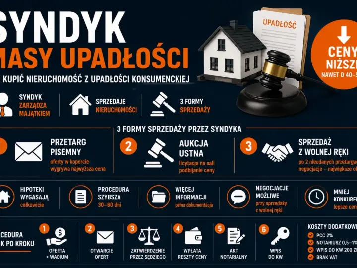 Syndyk masy upadłościowej zarządza majątkiem, sprzedaje nieruchomości. Brak majątku nie jest przeszkodą w zakupie. Ceny niższe nawet o 40-50%.