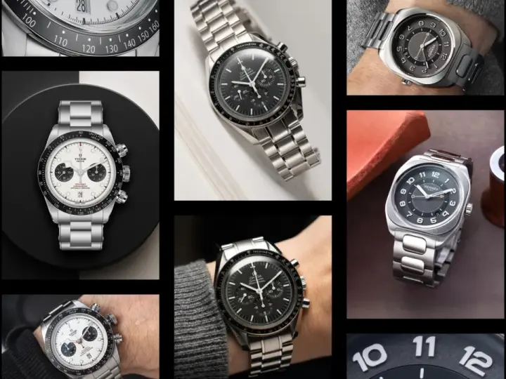 Kolekcja najlepszych zegarków na świecie: Heuer Monaco, Tudor, Omega Speedmaster, Hermès i Cartier.