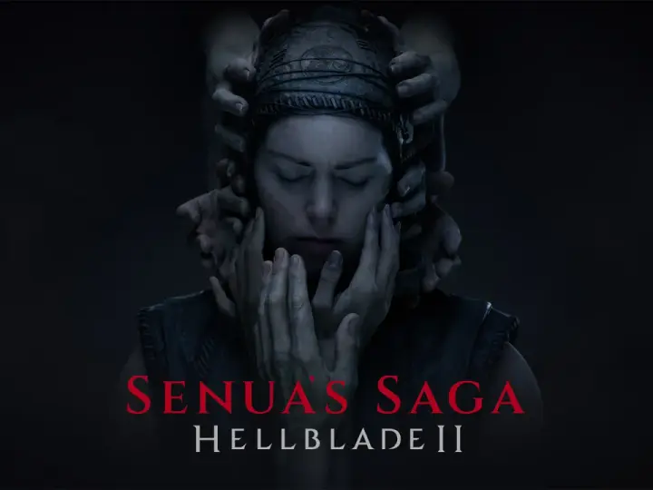 Senua, con los ojos cerrados y rodeada por manos que la sujetan, se prepara para su viaje en Hellblade 2.