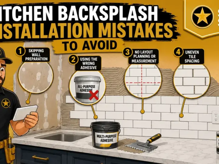 Learn how to install a backsplash in the kitchen by avoiding 5 common mistakes: poor prep, wrong adhesive, no planning, uneven spacing, and missing grout sealing.