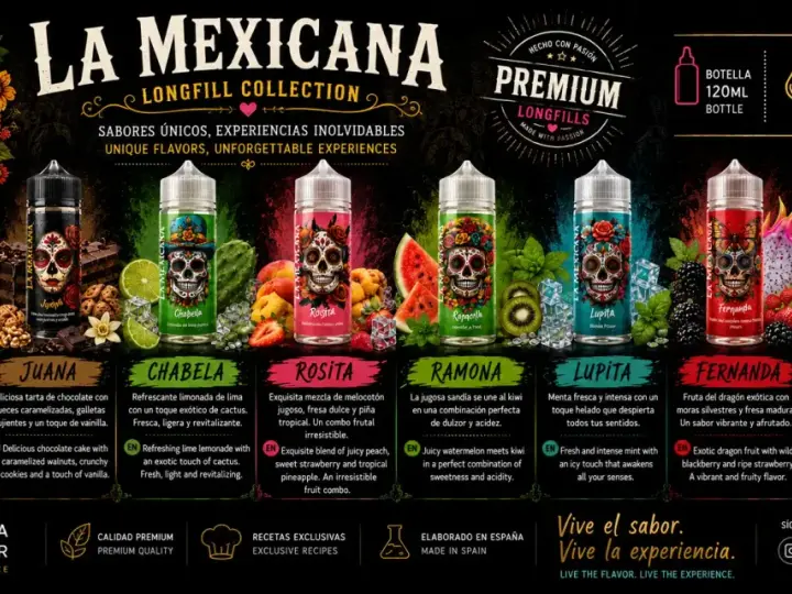 Descubre dónde comprar líquidos para vapear: la colección La Mexicana ofrece sabores únicos como sandía, chocolate y frutas exóticas.