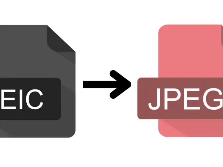 Icona che mostra la conversione da file HEIC a JPEG, con una freccia che indica il processo.