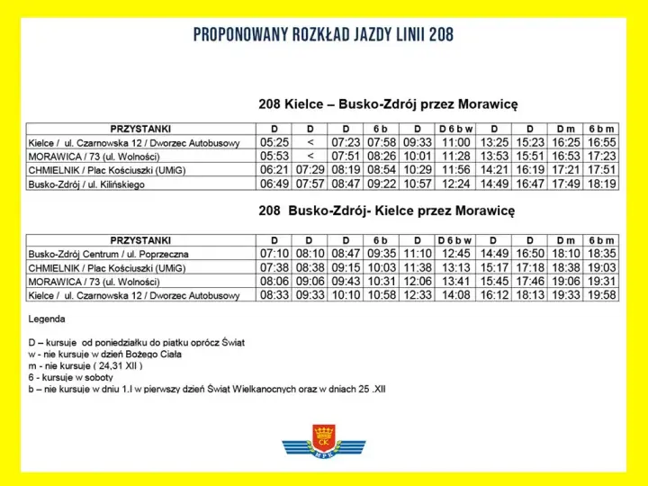 Rozkład jazdy 45 Morawica Kielce – sprawdź godziny i przystanki