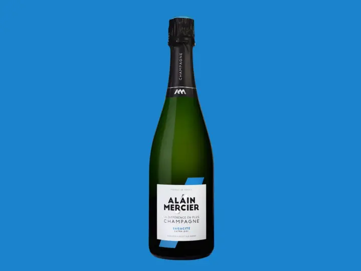 Bouteille de champagne Alain Mercier Sagacité Extra-Dry. Un avis sur ce champagne Mercier est à découvrir.