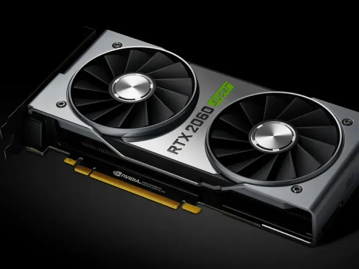 Karta graficzna NVIDIA RTX 2060 Super z dwoma wentylatorami. Jej pamięć karty graficznej zapewnia płynność w grach.