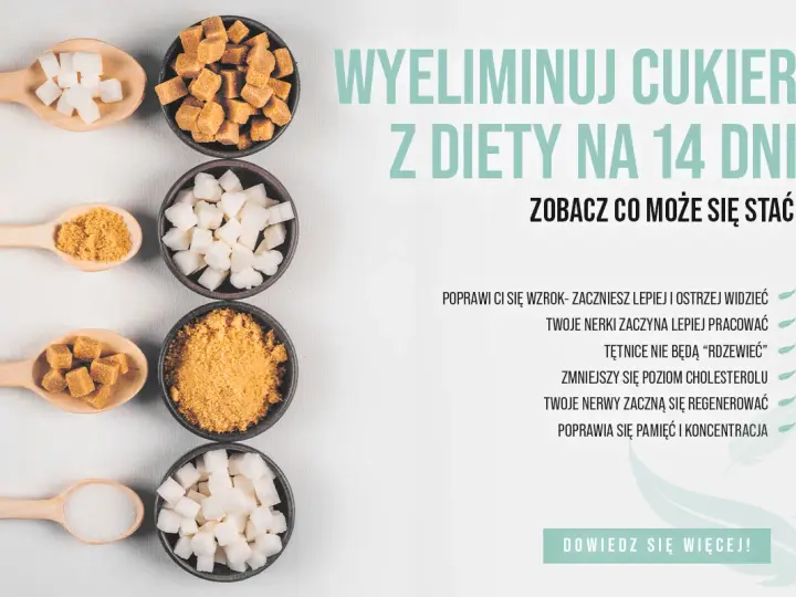 Łyżki i miseczki z różnymi rodzajami cukru. Eliminacja cukru z diety na 14 dni może przynieść korzyści, np. poprawę wzroku. Pierwsze objawy odstawienia cukru mogą być pozytywne.