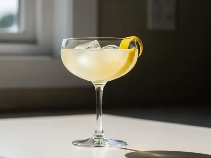 Przepis na drink London Calling: orzeźwiający koktajl z lodem i skórką cytryny, idealny na letnie wieczory.