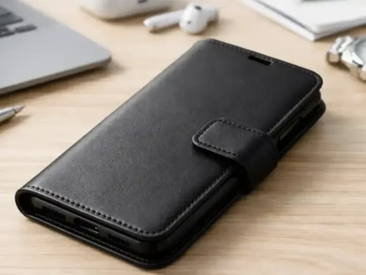 Eleganckie, czarne etui na telefon Samsung Galaxy A6, idealne do pracy i podróży.