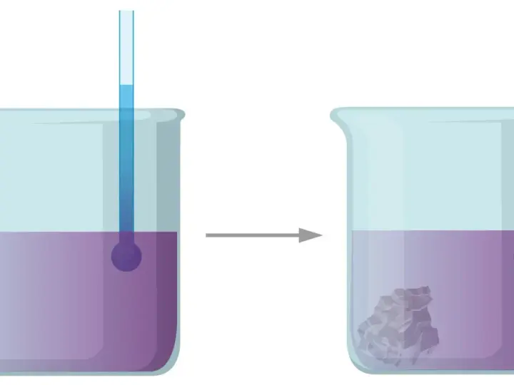 Krystalizator w laboratorium służy do otrzymywania kryształów z roztworu. Obrazek pokazuje proces krystalizacji.