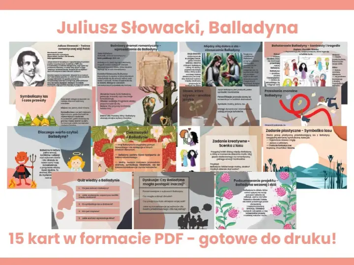 Balladyna grafika: Juliusz Słowacki, streszczenie, symbole, zadania kreatywne, quiz i ciekawostki o dramacie.