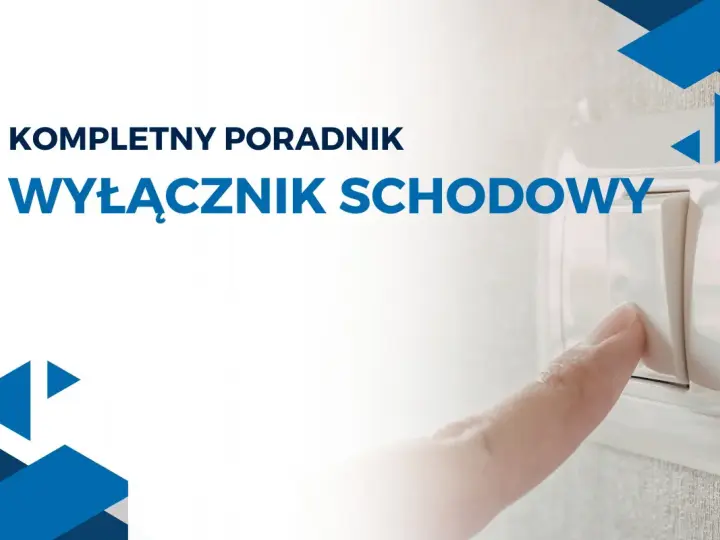 Kompletny poradnik: wyłącznik schodowy schemat. Palec naciska biały włącznik schodowy, symbolizując łatwość obsługi i zrozumienia instalacji elektrycznej.