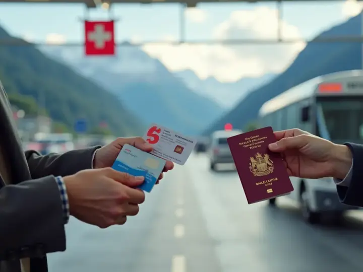 Przejście graniczne ze Szwajcarią. Czy do Szwajcarii potrzebny jest paszport? Pokazano paszport i karty identyfikacyjne.