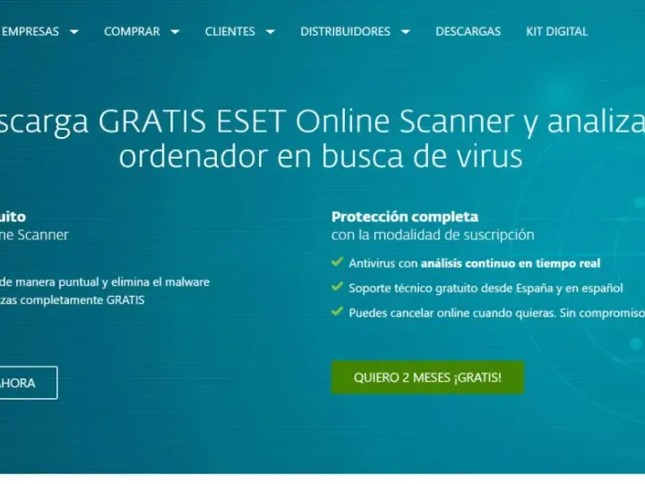 Descarga ESET Online Scanner para pasar antivirus online gratis sin descargar. Analiza tu PC y elimina amenazas.